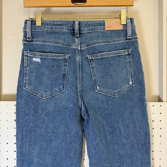 PAIGE Cindy Jeans Women's 27 Button Neelah Distressed Denim High Rise Raw Hem - Picture 5 of 13
